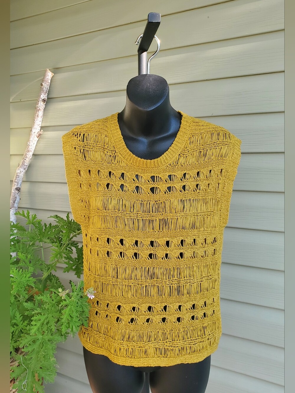 Zara Mustard Open Crochet Sleeveless Top Vest